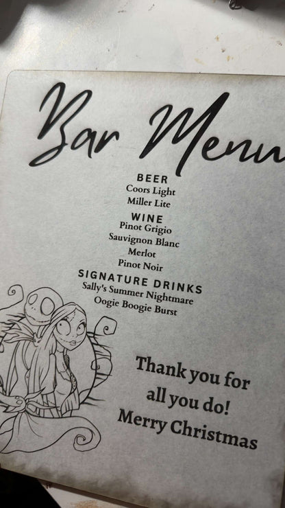 Bar Menu and Signature Drinks Sign
