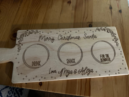Simple Personalized Santa Tray - Milk, Cookies, and Reindeer Snacks Charcuterie Board