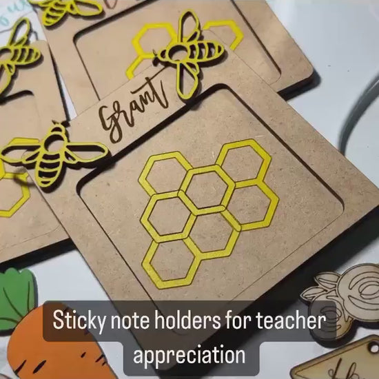 Sticky Note Holder Bumble Bee or Pencil with custom name personalized gift