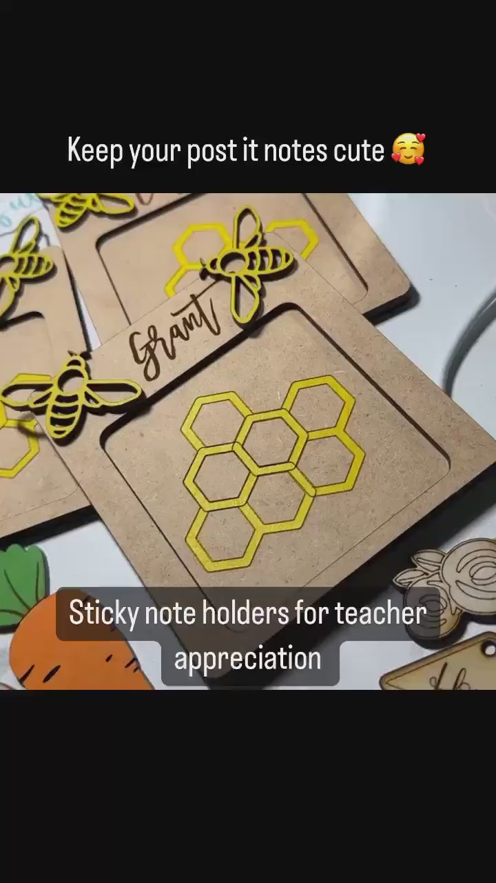 Sticky Note Holder Bumble Bee or Pencil with custom name personalized gift