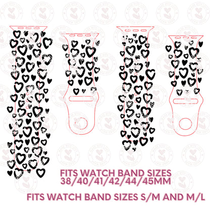 Small Hearts Leopard Heart Print SVG watch band 38 40 41 42 44 45 mm - cut file only