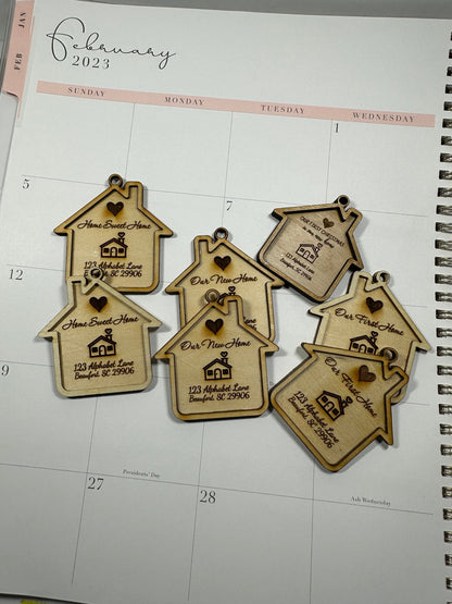 Engraved house keychain