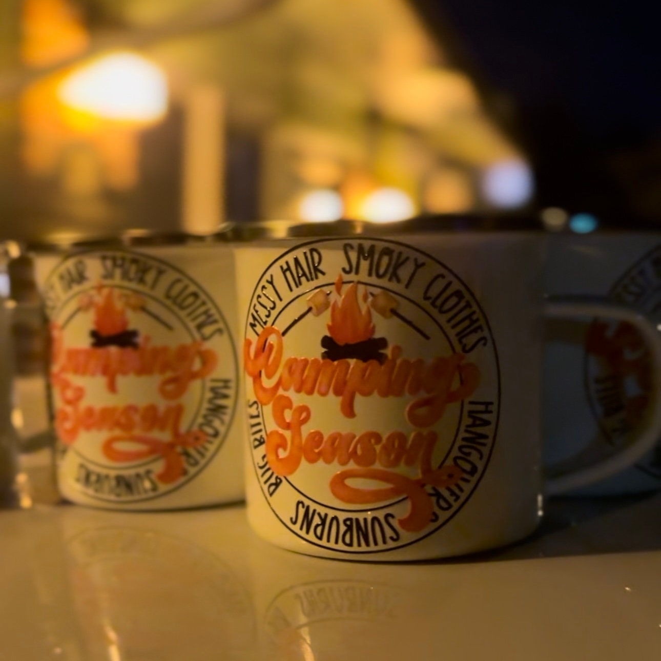 Camping Season 12 oz enamel mug cup - fall gift christmas gift