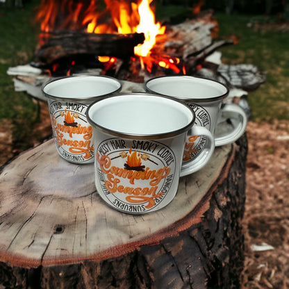 Camping Season 12 oz enamel mug cup - fall gift christmas gift