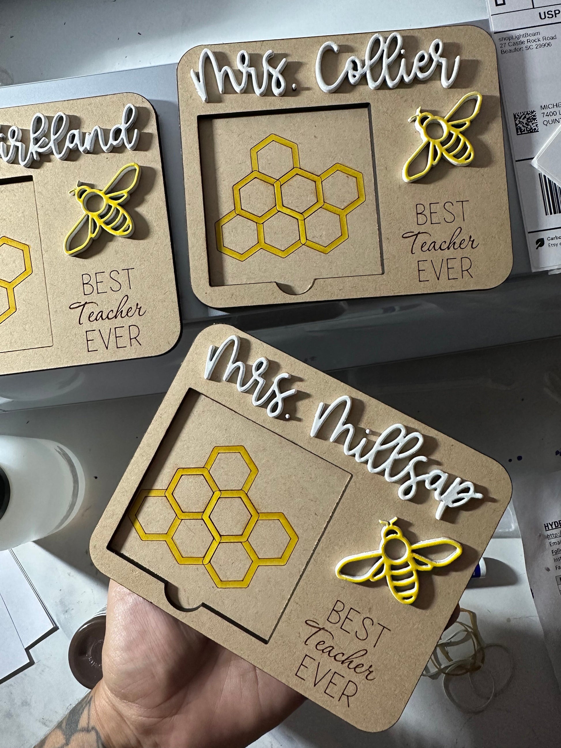 Sticky Note Holder Bumble Bee with custom name personalized gift