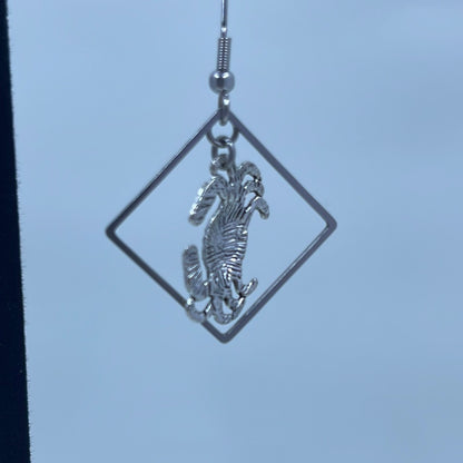 Blue Crab Earrings - silver tone