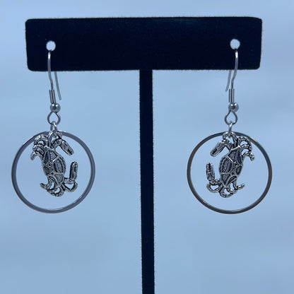 Blue Crab Earrings - silver tone