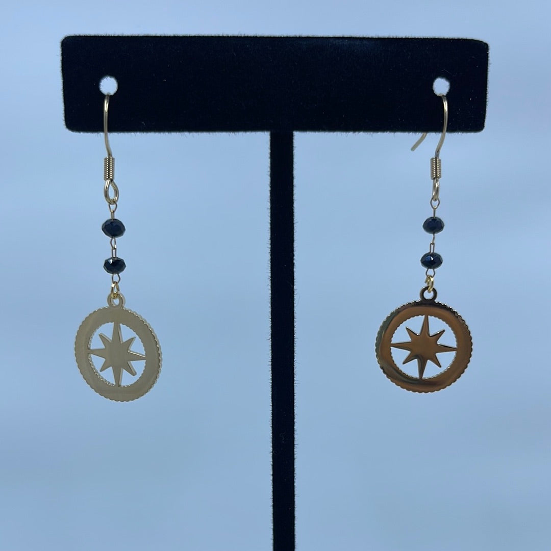 Compass Wanderer Gold Tone Earrings